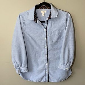 Lands End Canvas Button Down Shirt with Stripped Detail